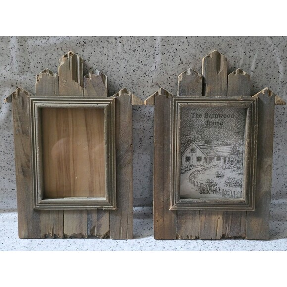 2x Barnyard Reclaimed Rustic Wood Photo Frame Primitive Set 7"x6" Farmhouse Pic - Picture 16 of 16